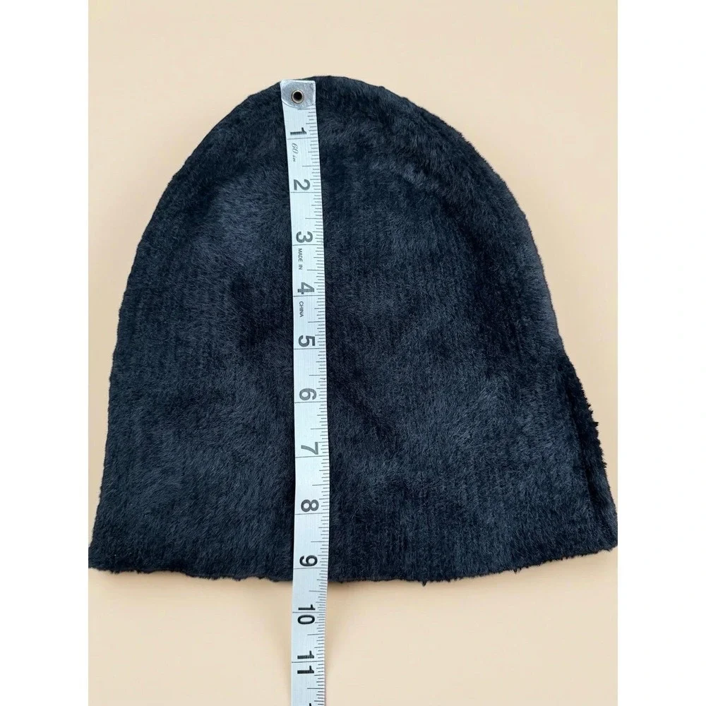 Black‎ Faux Fur Beanie Hat Soft Winter Minimal
